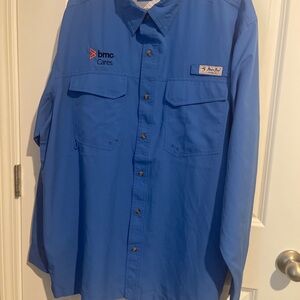 Bimini Bay Outfitters Mens SZ. XL Blue Long Sleeve Fishing Button-Up Shirt